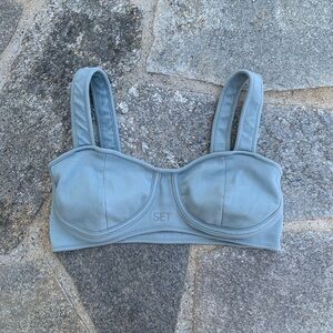 Set Active Baby Blue Periwinkle Ribbed Contour Sports Bra